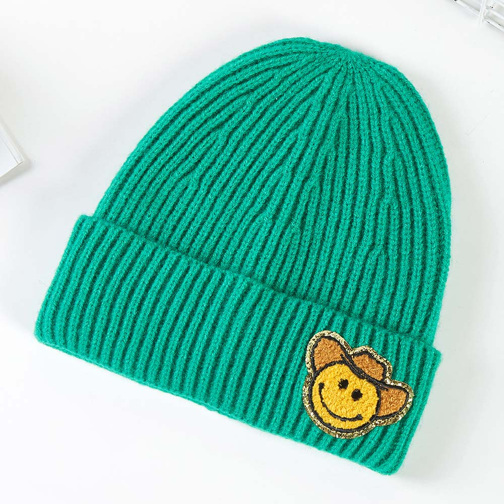 HATEGORY Cowboy Hat Smile Accented Knit Beanie Hat