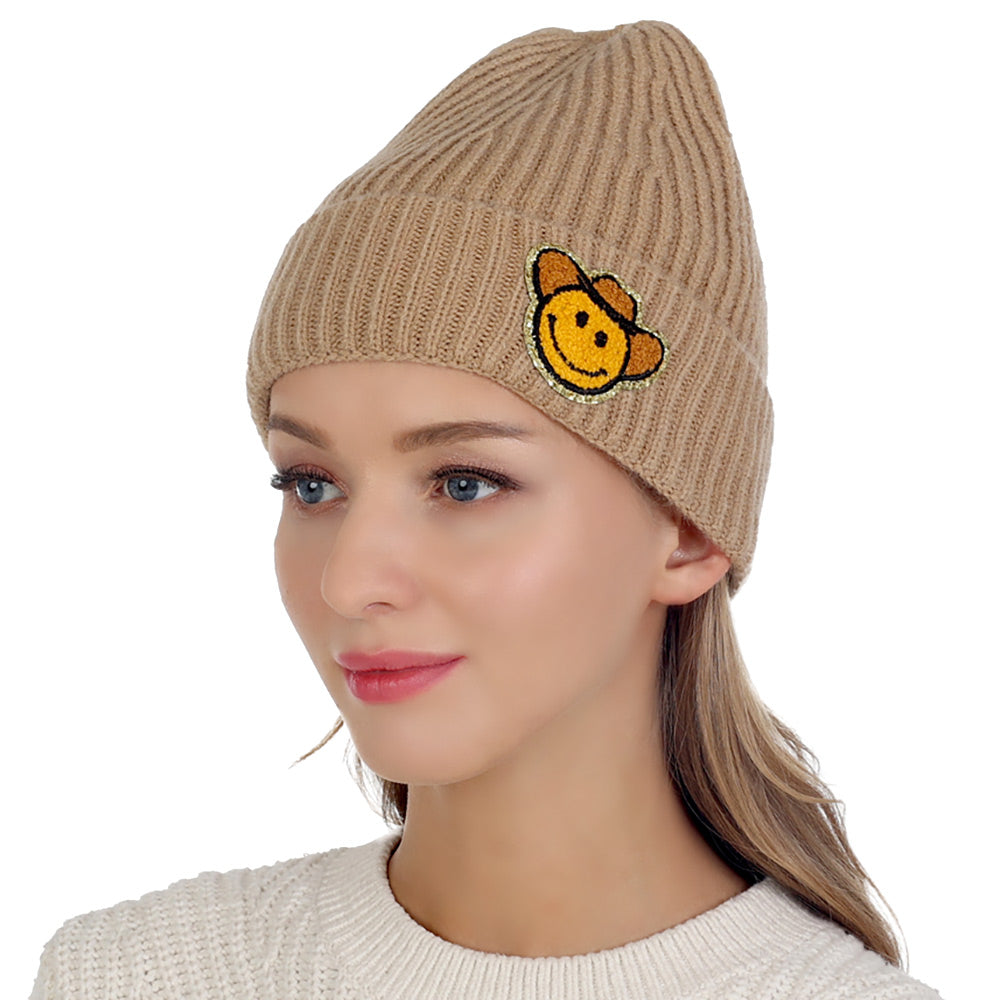 HATEGORY Cowboy Hat Smile Accented Knit Beanie Hat