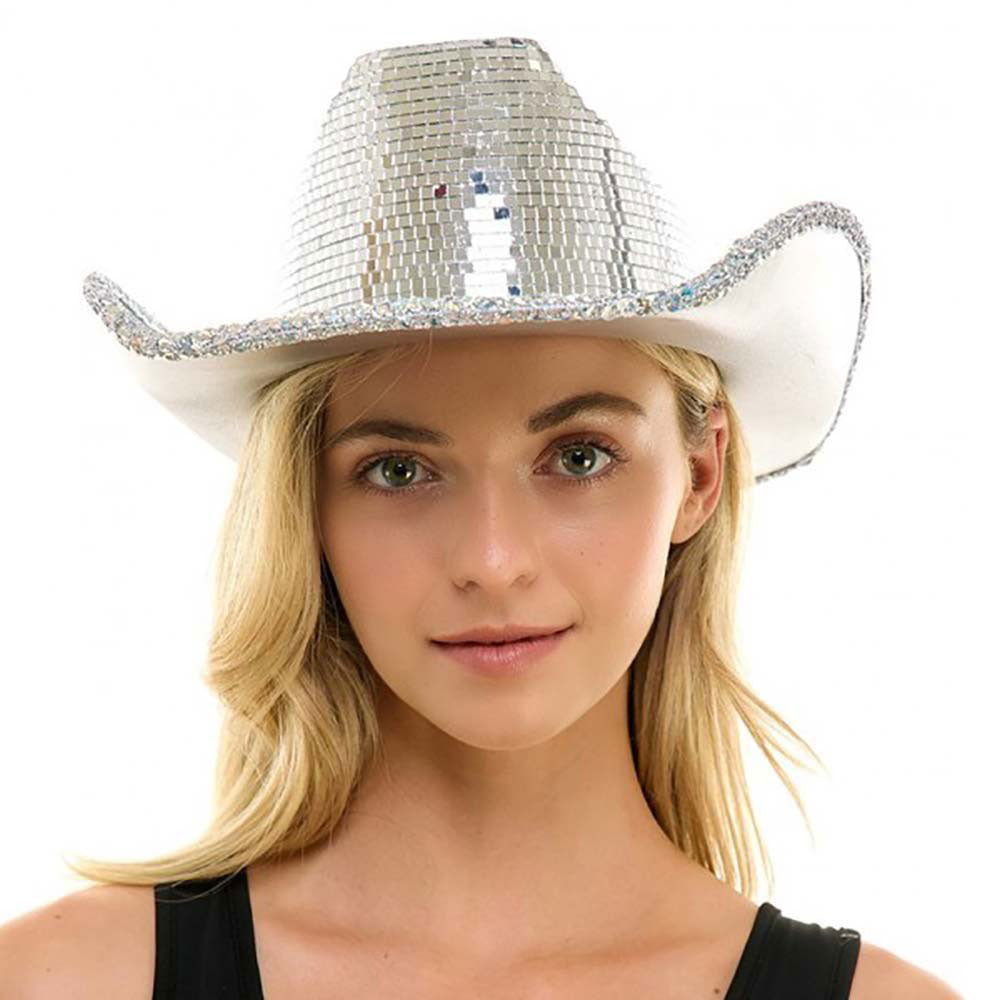 HATEGORY Silver Mirror Cowboy Hat