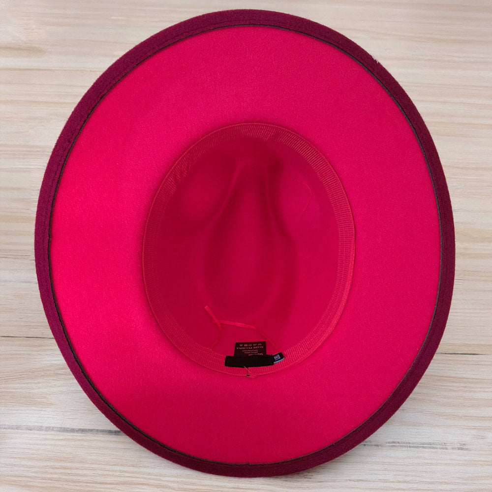 HATEGORY Faux Leather Braided Chain Band Pointed Fedora Hat