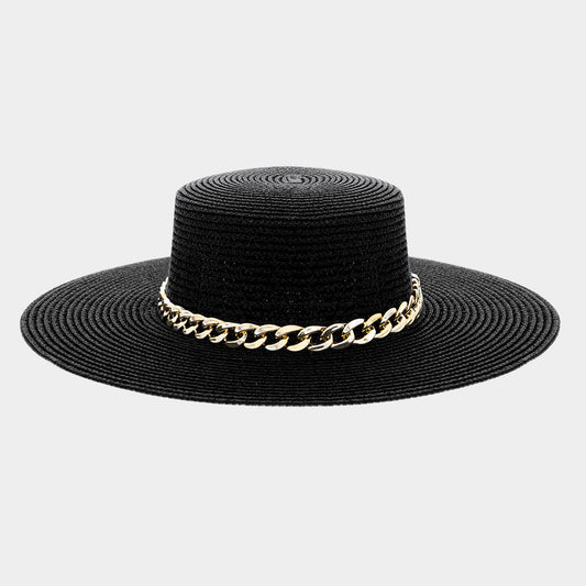 HATEGORY Chain Band Straw Sun Hat