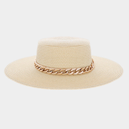 HATEGORY Chain Band Straw Sun Hat