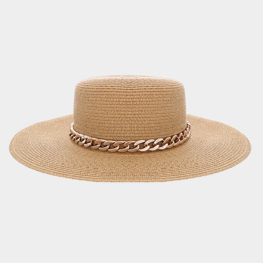 HATEGORY Chain Band Straw Sun Hat