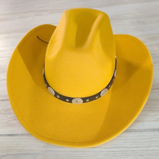 HATEGORY Western Style Belt Pointed Cowboy Fedora Hat