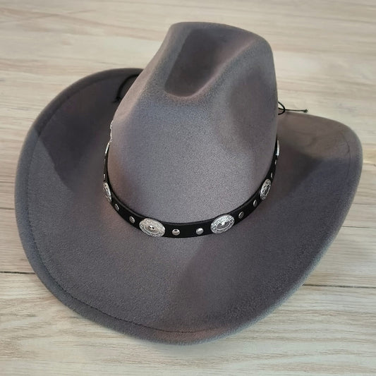 HATEGORY Western Style Belt Pointed Cowboy Fedora Hat