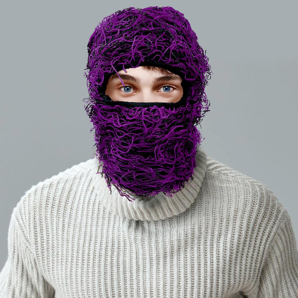 HATEGORY Distressed Fuzzy Winter Balaclava Mask Hat