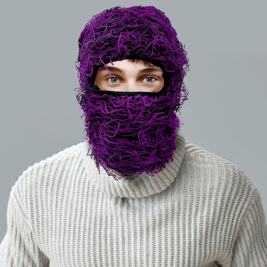 HATEGORY Distressed Fuzzy Winter Balaclava Mask Hat