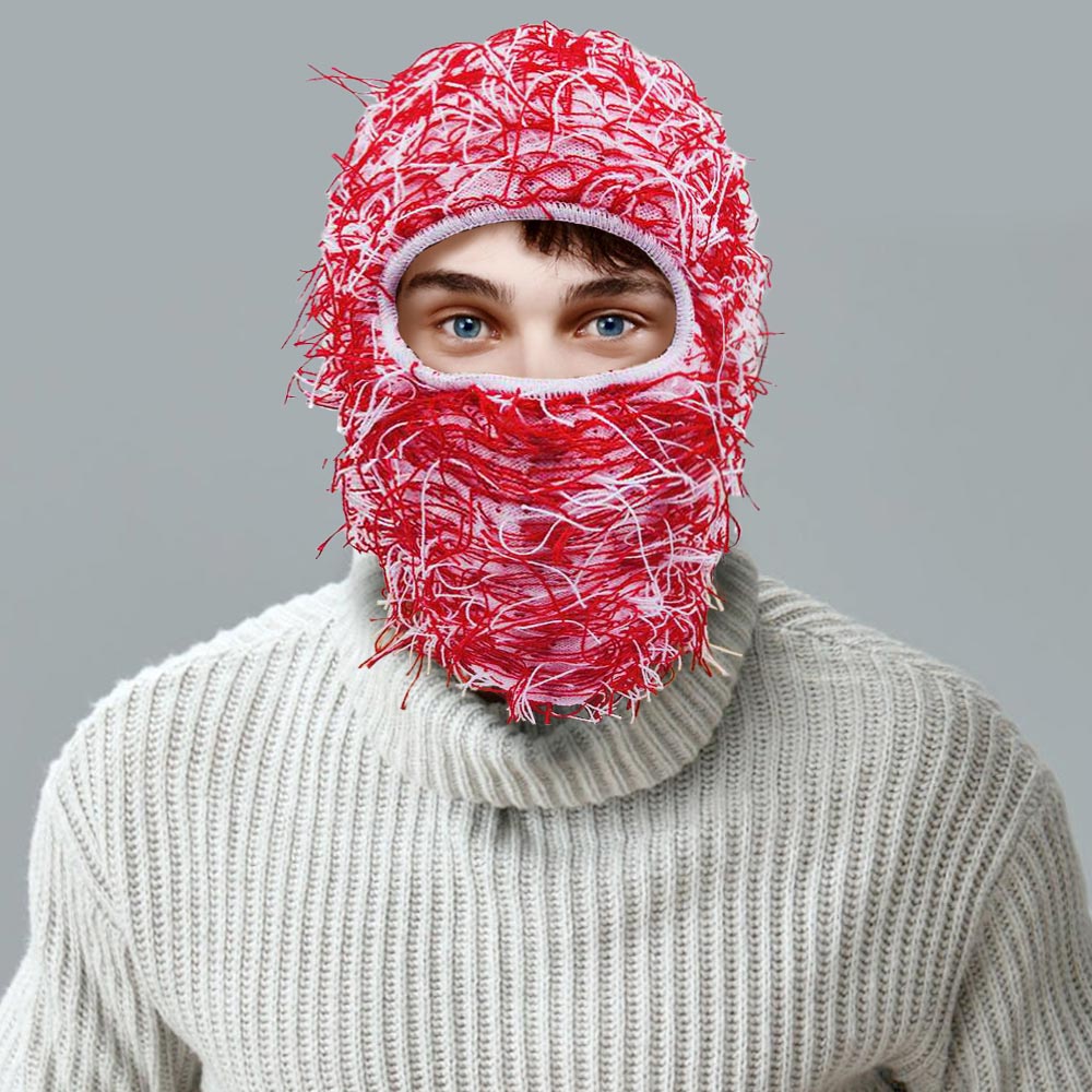 HATEGORY Distressed Fuzzy Winter Balaclava Mask Hat