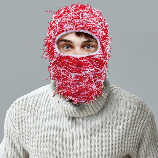 HATEGORY Distressed Fuzzy Winter Balaclava Mask Hat