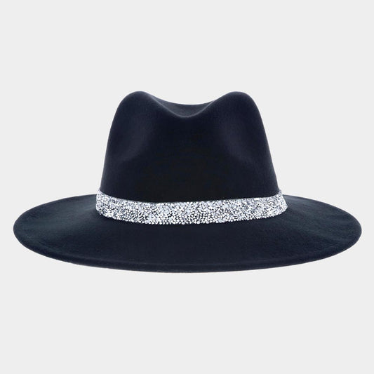 HATEGORY Bling Stone Embellished Fedora Rancher Hat