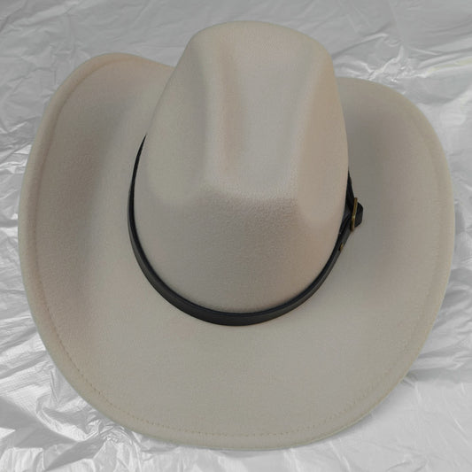 HATEGORY Faux Leather Belt Pointed Western Cowboy Fedora Hat
