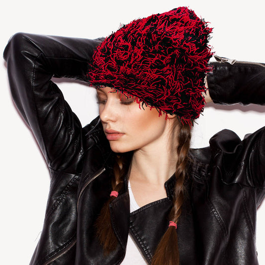 HATEGORY Distressed Knitted Fuzzy Winter Beanie Hat