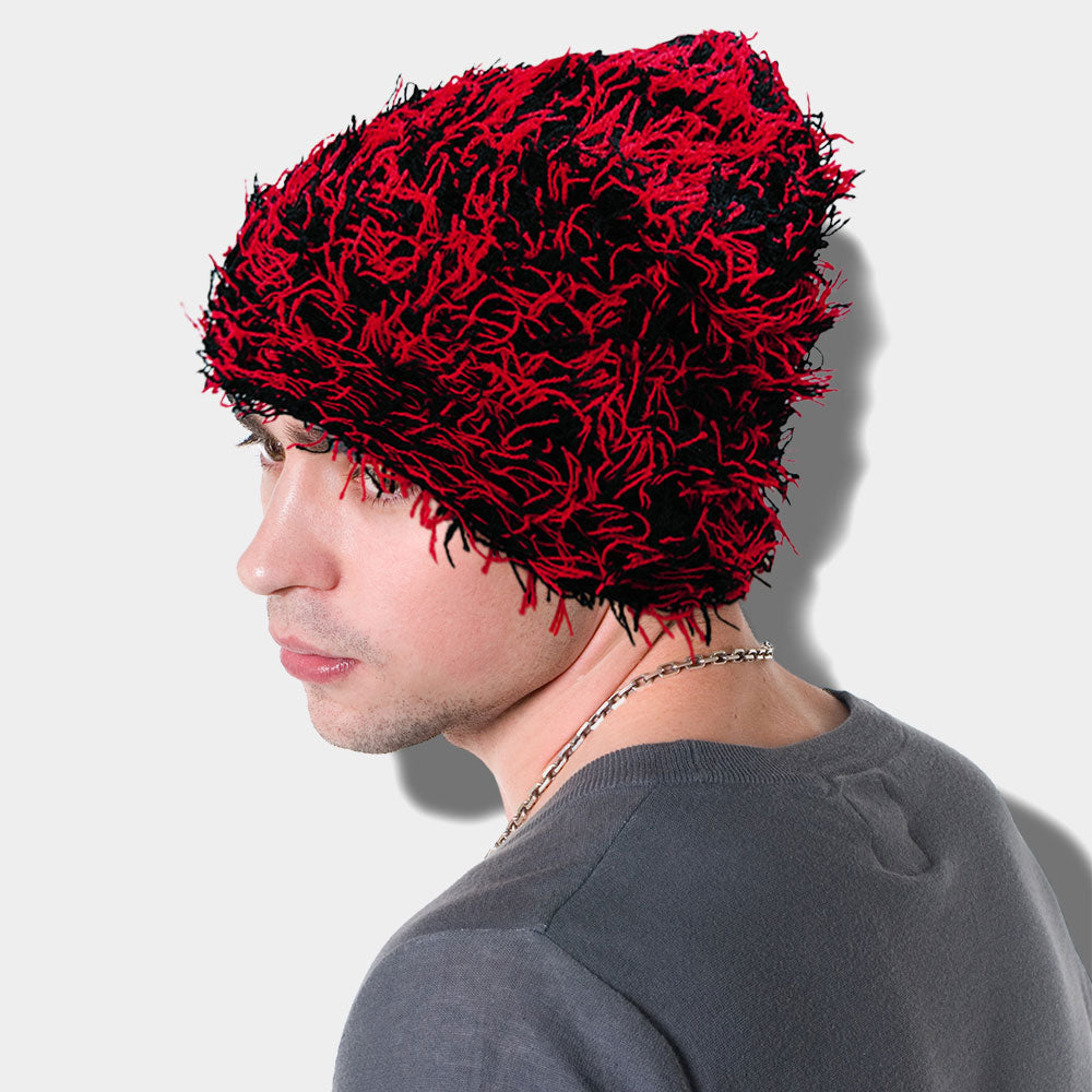 HATEGORY Distressed Knitted Fuzzy Winter Beanie Hat