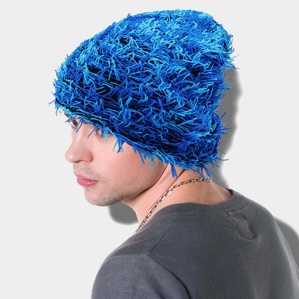 HATEGORY Distressed Knitted Fuzzy Winter Beanie Hat