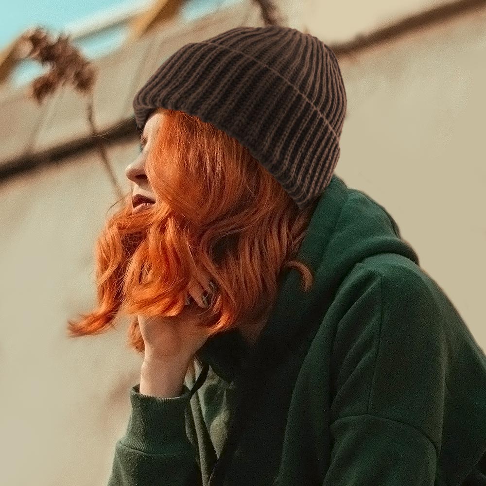 HATEGORY Ribbed Knit Cuffed Beanie Hat