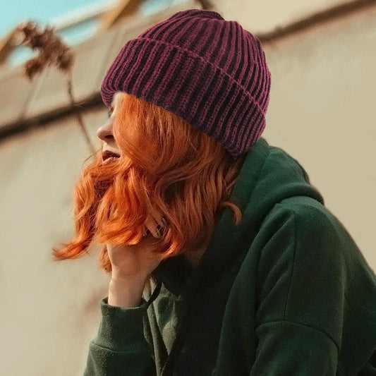 HATEGORY Ribbed Knit Cuffed Beanie Hat