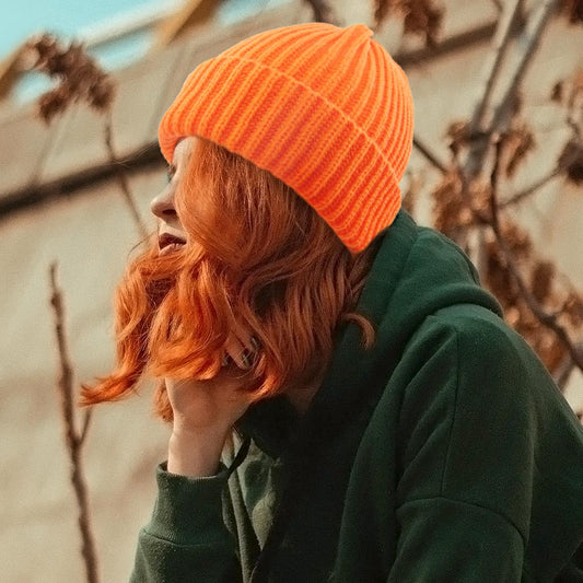 HATEGORY Ribbed Knit Cuffed Beanie Hat