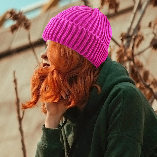 HATEGORY Ribbed Knit Cuffed Beanie Hat