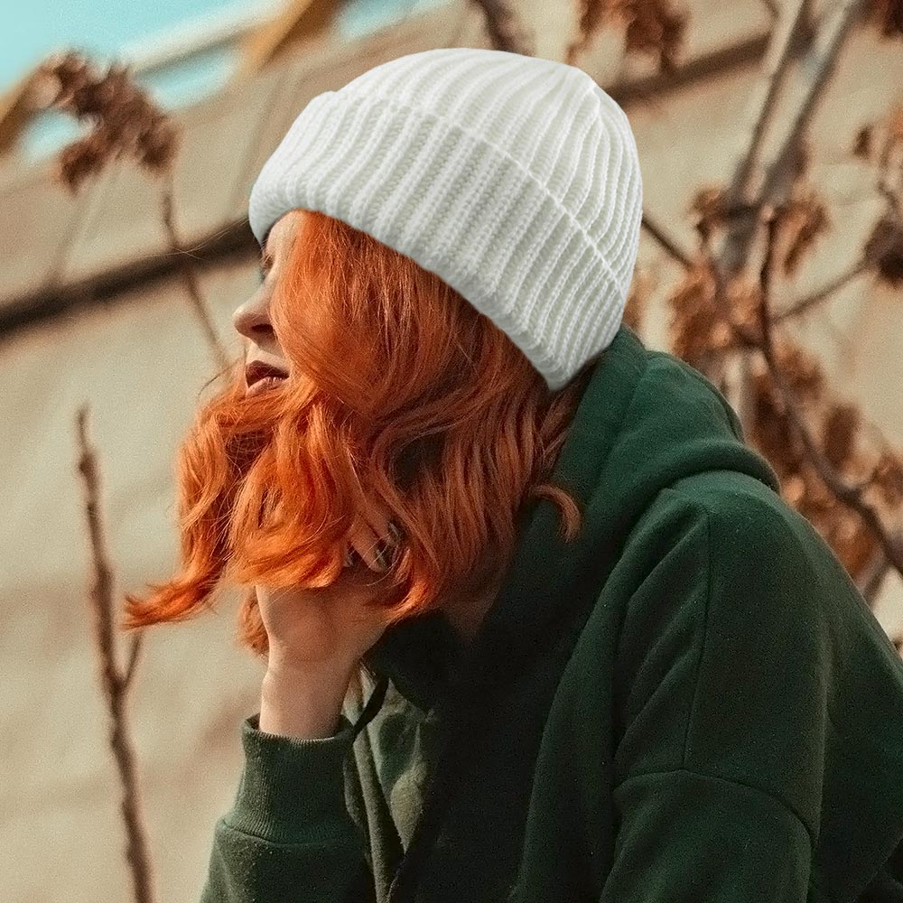 HATEGORY Ribbed Knit Cuffed Beanie Hat