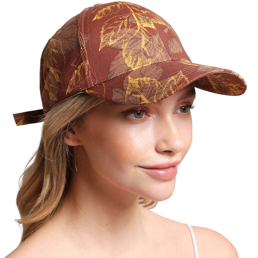 HATEGORY Leaves Patterned Baseball Cap