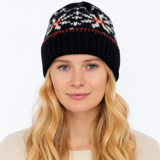 HATEGORY Snowflake Pattern Knit Winter Beanie Hat