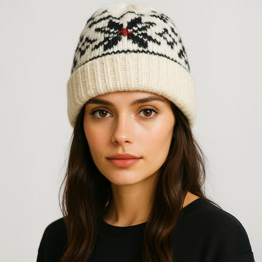 HATEGORY Snowflake Pattern Knit Winter Beanie Hat