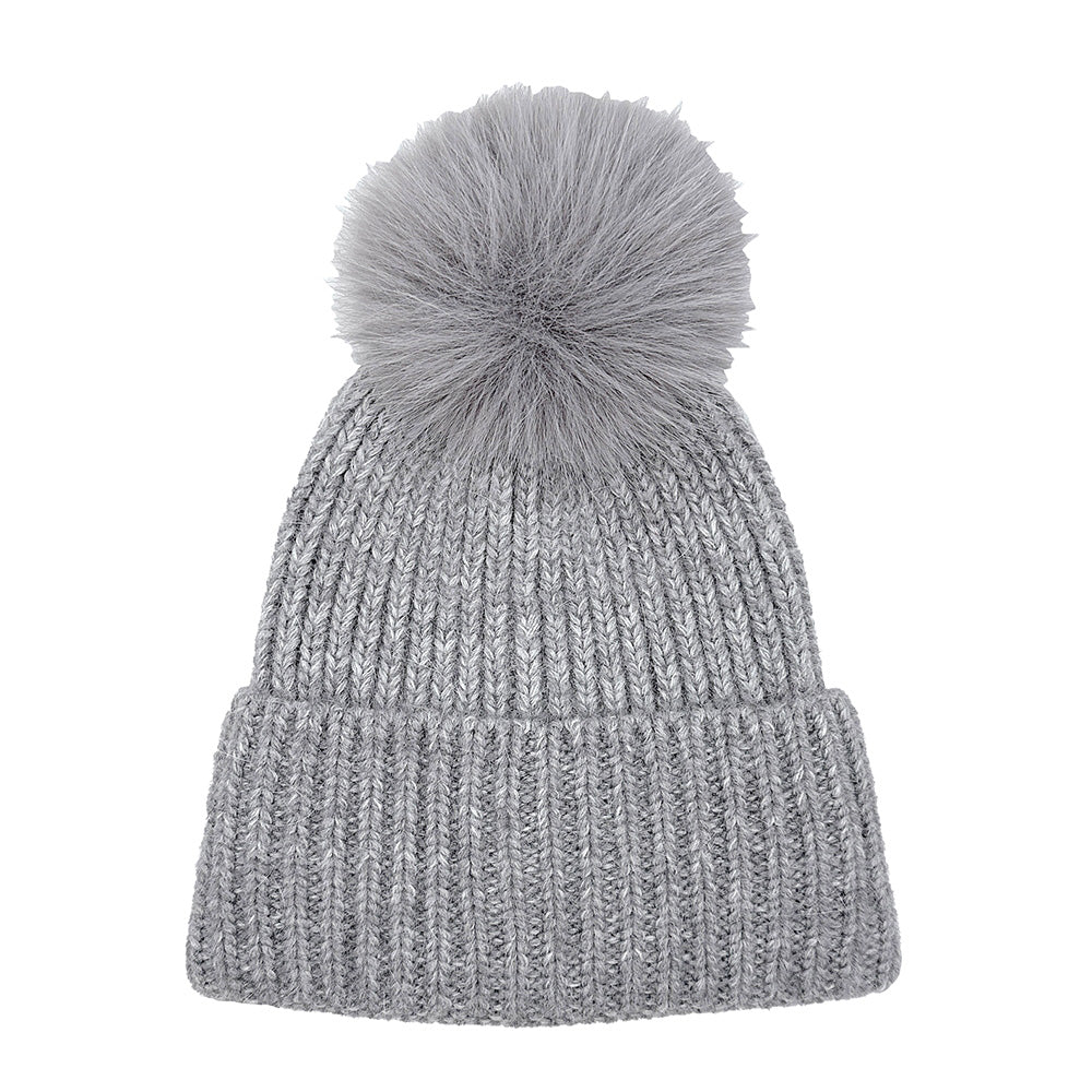 HATEGORY Solid Knit Pom Pom Winter Beanie Hat