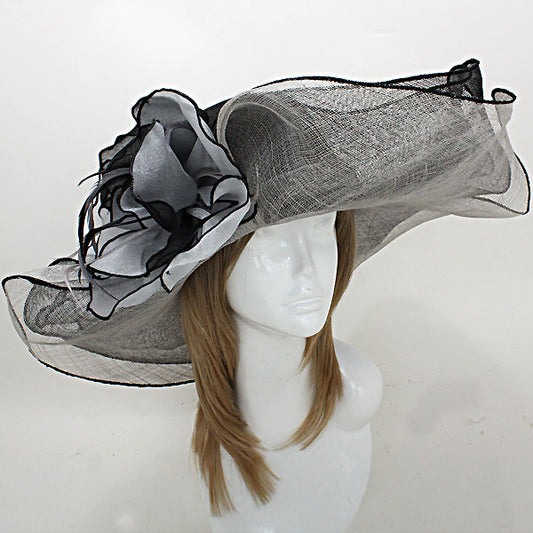 HATEGORY Elegant Sinamay Spring Flower Hat