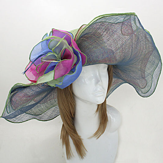 HATEGORY Elegant Sinamay Spring Flower Hat