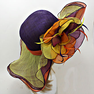 HATEGORY Elegant Sinamay Spring Flower Hat
