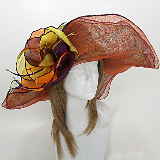 HATEGORY Elegant Sinamay Spring Flower Hat