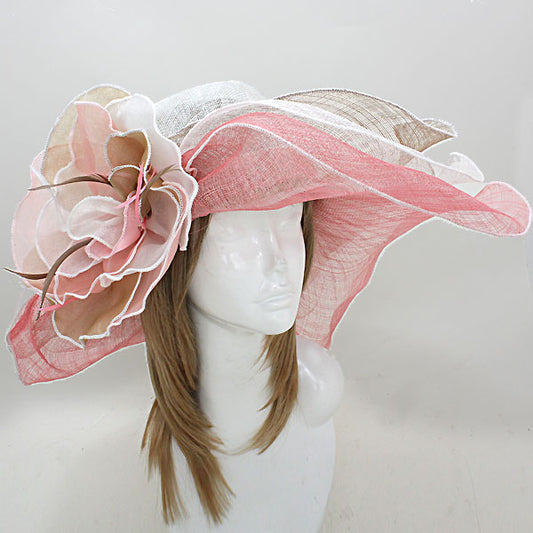 HATEGORY Elegant Sinamay Spring Flower Hat