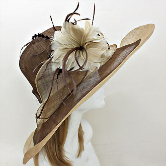 HATEGORY Feather Flower Sinamay Straw Hat