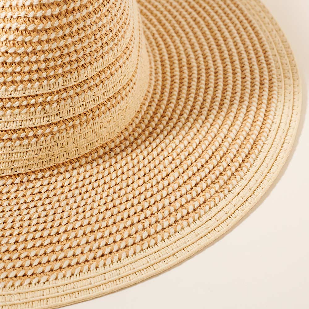 HATEGORY Stripe Straw Panama Sun Hat