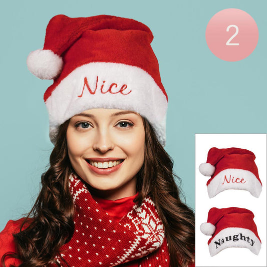 HATEGORY 2PCS - Nice Naughty Message Christmas Santa Hat