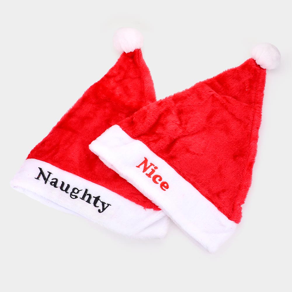 HATEGORY 2PCS - Nice Naughty Message Christmas Santa Hat