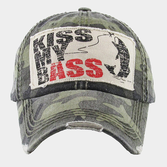 HATEGORY KISS MY BASS Camouflage Vintage Baseball Cap