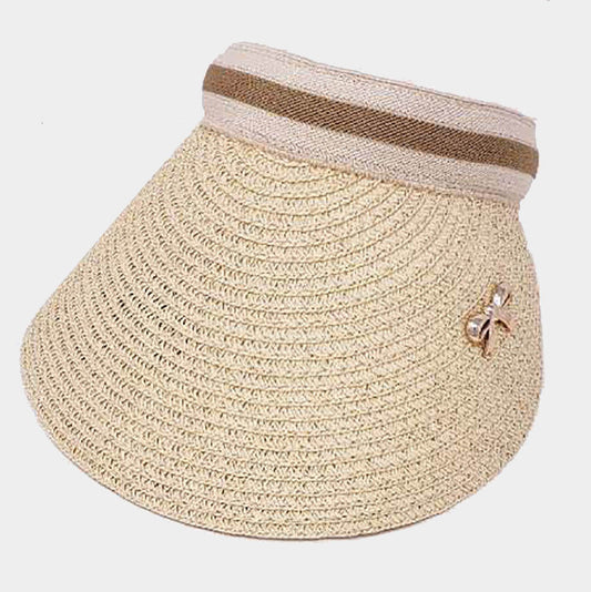 HATEGORY Paper Braid Bow Detailed Visor Sun Hat