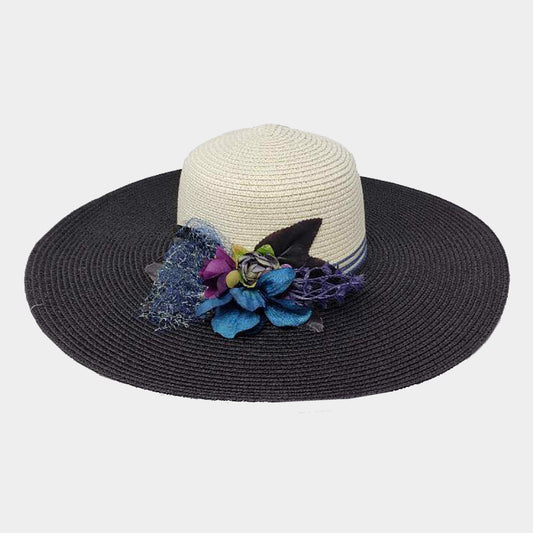 HATEGORY Corsage Accented Paper Braid Floppy Hat