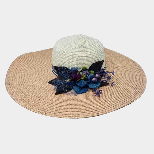 HATEGORY Corsage Accented Paper Braid Floppy Hat