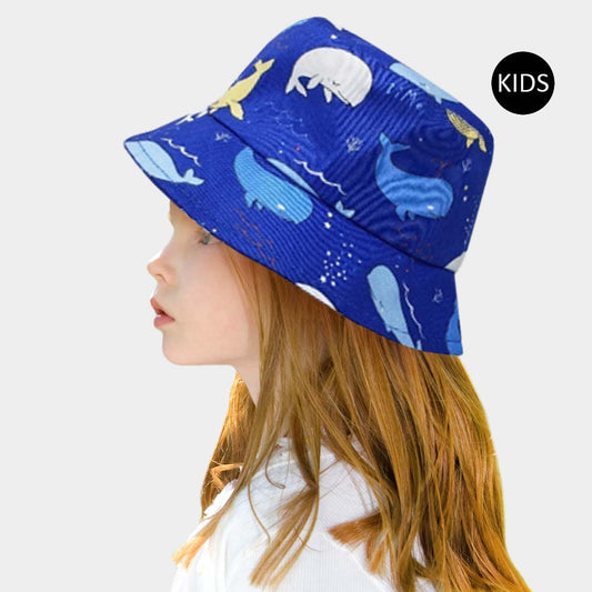 HATEGORY Whale Printed Elastic Band Kids Bucket Hat