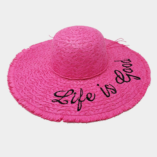 HATEGORY Life is Good Straw Floppy Sun Hat