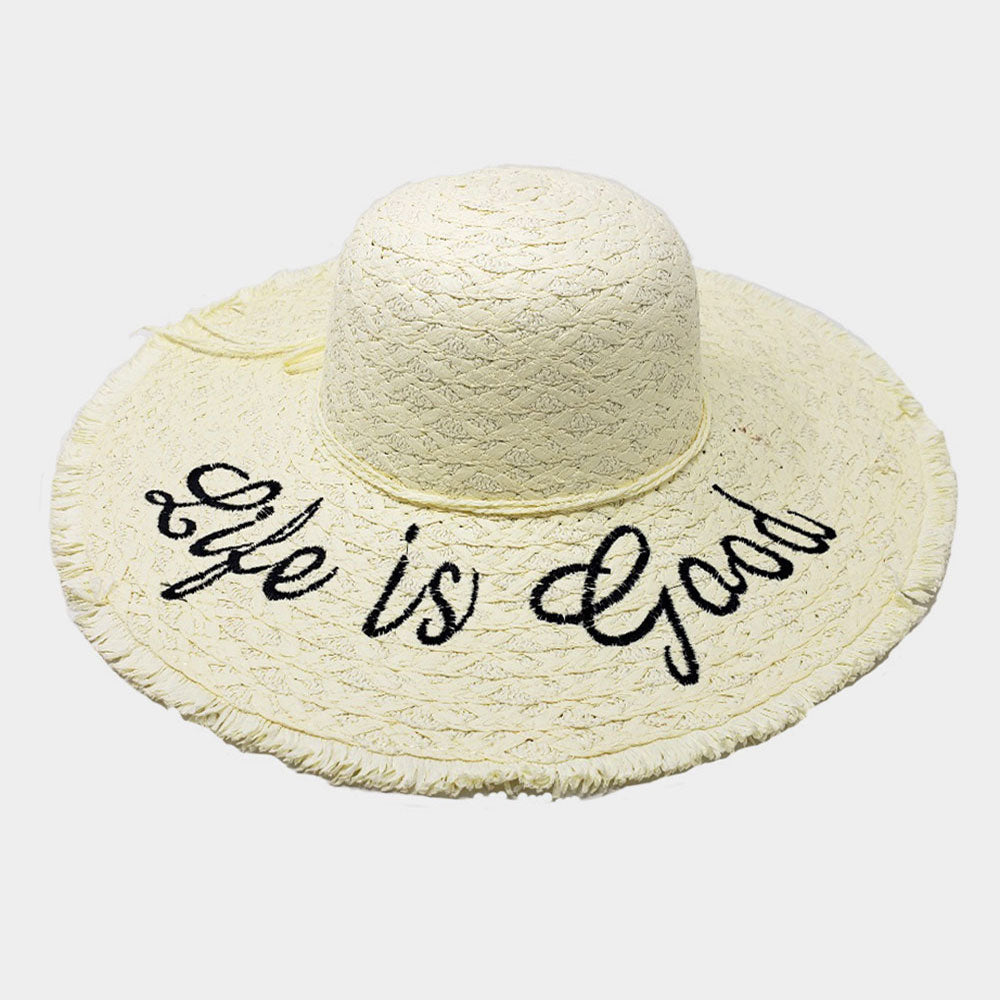 HATEGORY Life is Good Straw Floppy Sun Hat