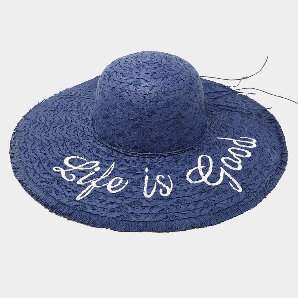 HATEGORY Life is Good Straw Floppy Sun Hat