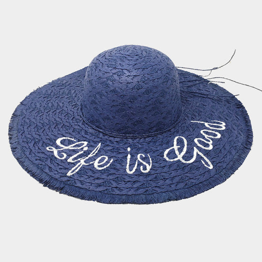 HATEGORY Life is Good Straw Floppy Sun Hat