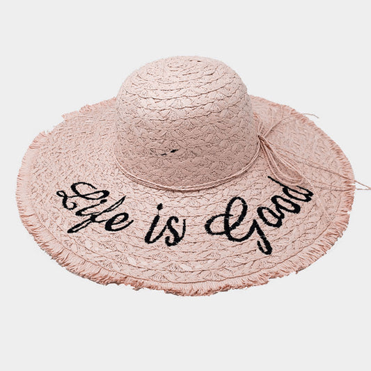 HATEGORY Life is Good Straw Floppy Sun Hat