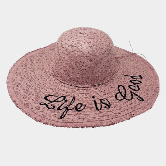 HATEGORY Life is Good Straw Floppy Sun Hat
