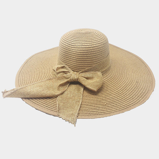 HATEGORY Bow Detail Straw Floppy Sun Hat