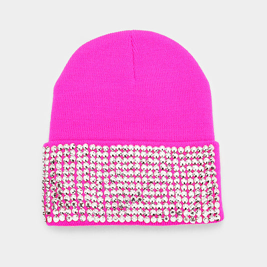 HATEGORY Bling Crystal Detail Beanie