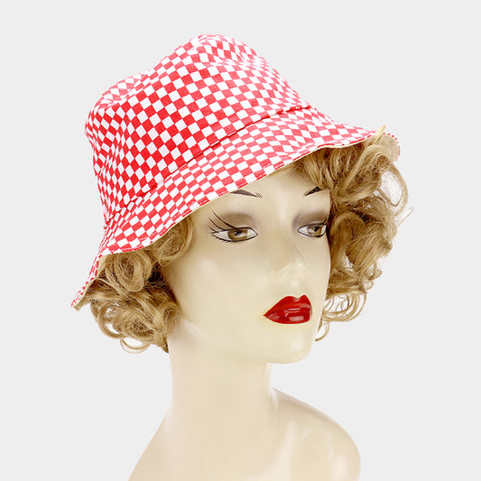 HATEGORY Chess board pattern bucket hat